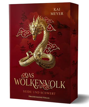 Das Cover zeigt mittig einen chinesischen Drachen, darunter befindet sich der Titel. Beides ist gold dargestellt und befindet sich auf dunkelrotem Hintergrund.